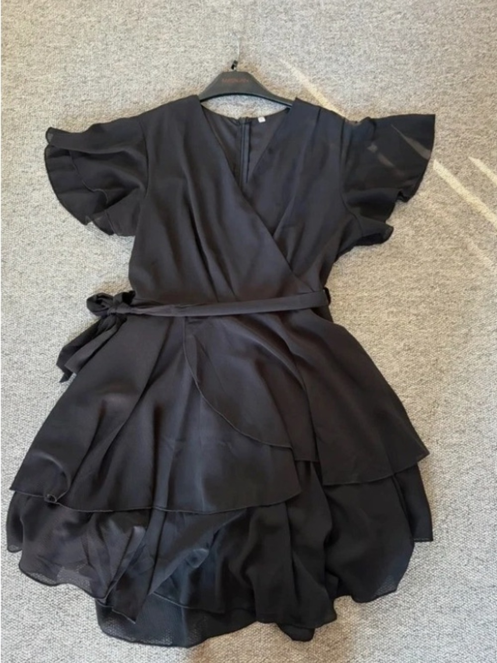 Black Tiered Wrap Dress - Women's Elegant Short Dress